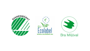 Miljömärkerna Svanenmärkt, Eco label och Bra miljöval